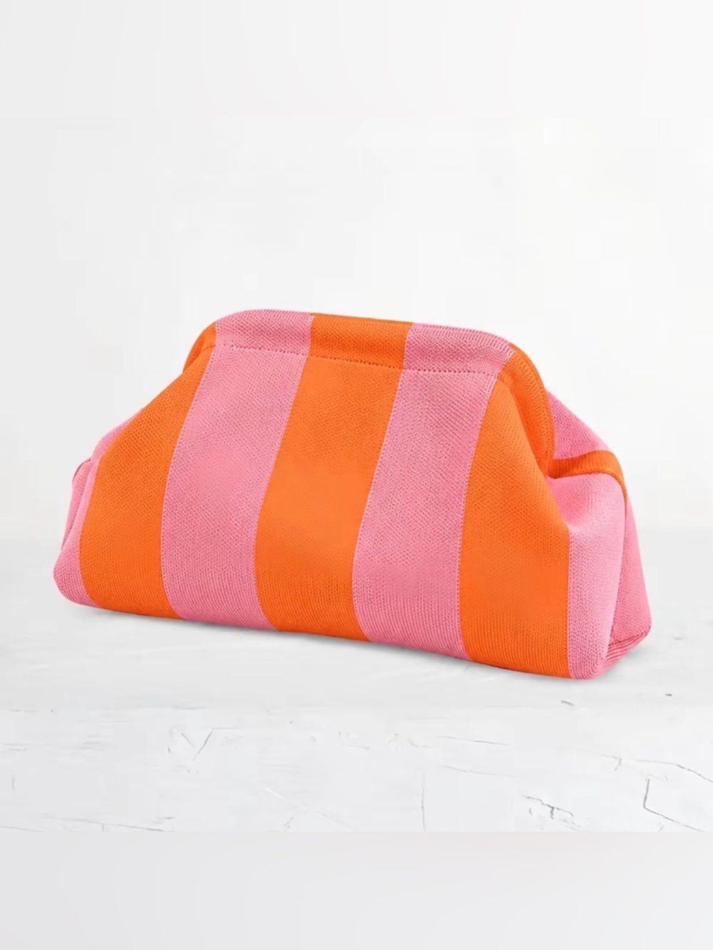 Striped Pink and Orange Canvas Clutch